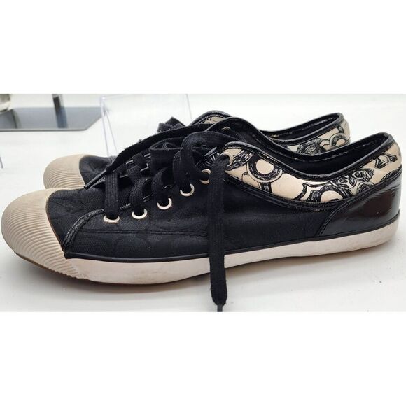 Coach Women's Black & White Canvas Sneakers Size 8 - Picture 5 of 8